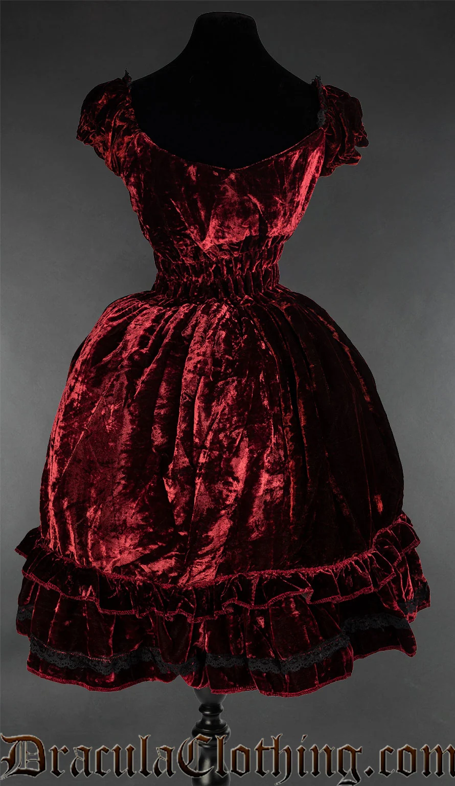 Bordeaux Velvet Gothabilly Dress - Image 5