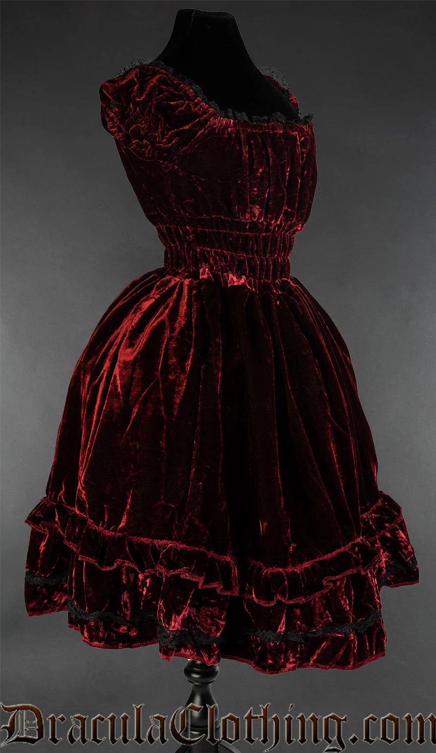 Bordeaux Velvet Gothabilly Dress - Image 6