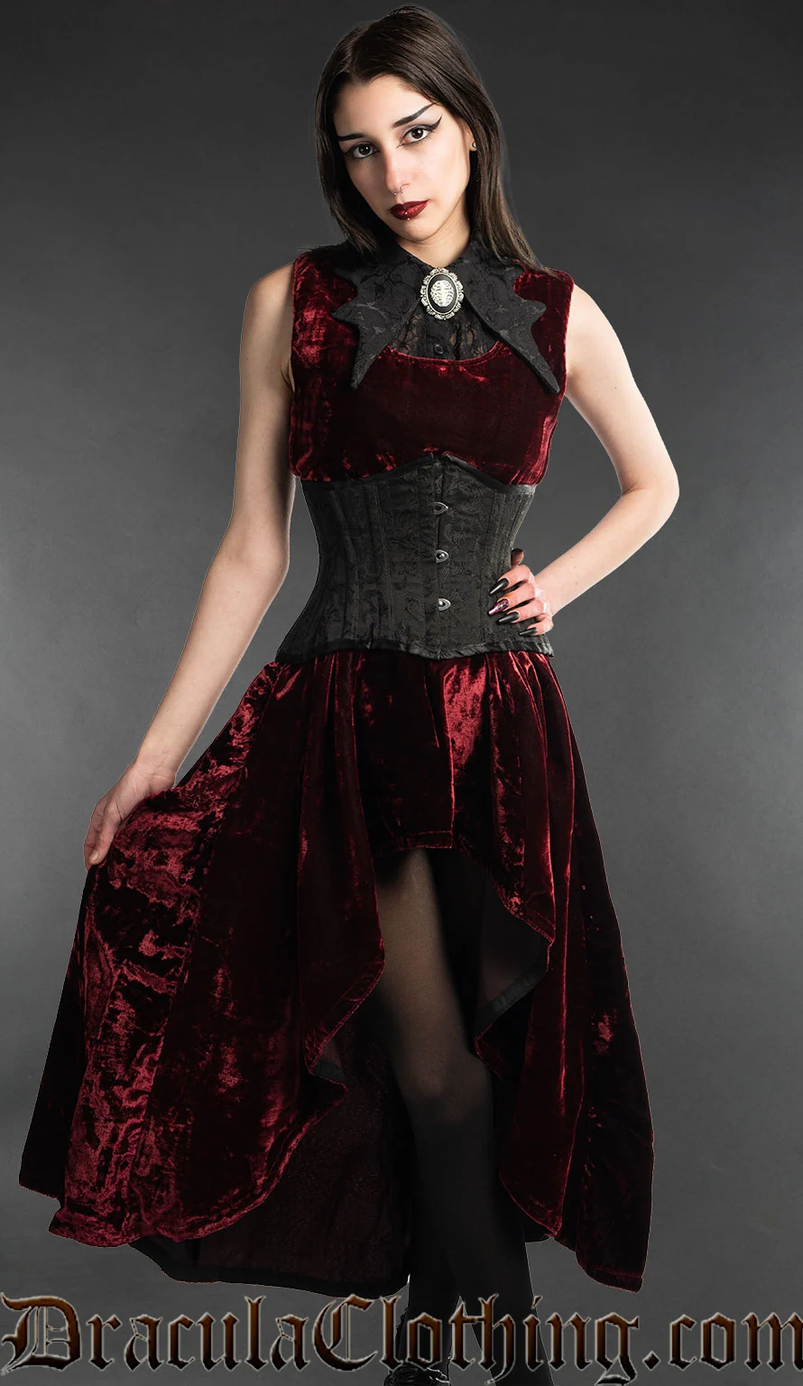 Bordeaux Velvet Succubus Dress - Image 6
