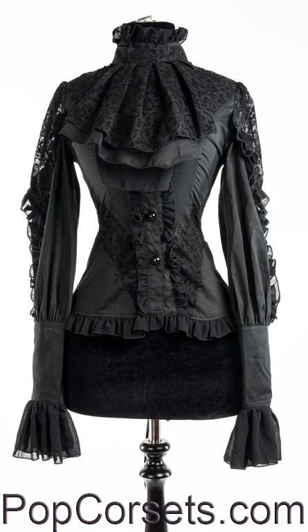 Black Brocade Blouse - Image 8