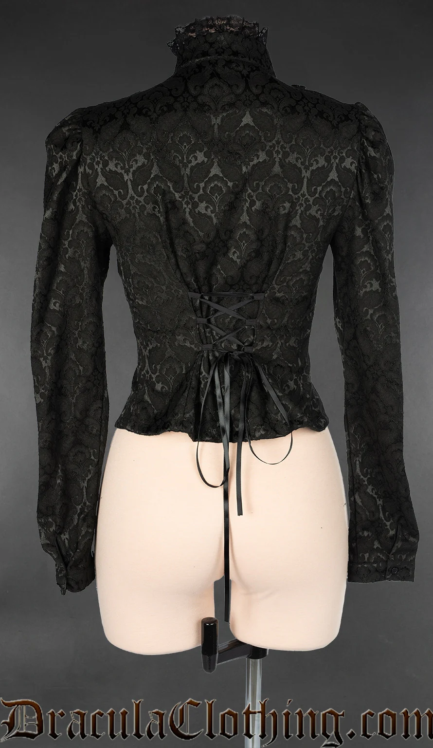 Brocade High Collar Long Sleeved Blouse - Image 2