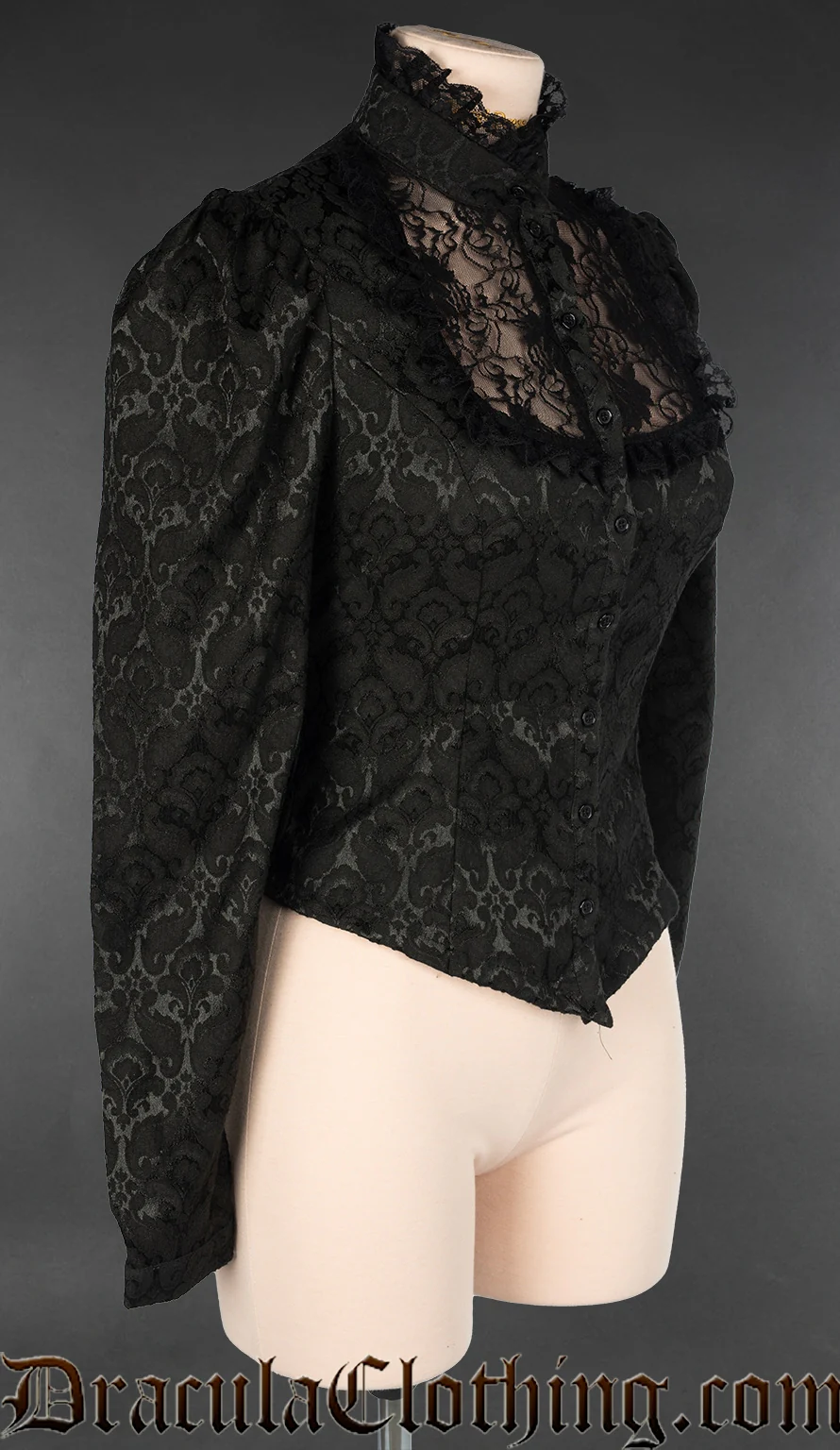 Brocade High Collar Long Sleeved Blouse - Image 3