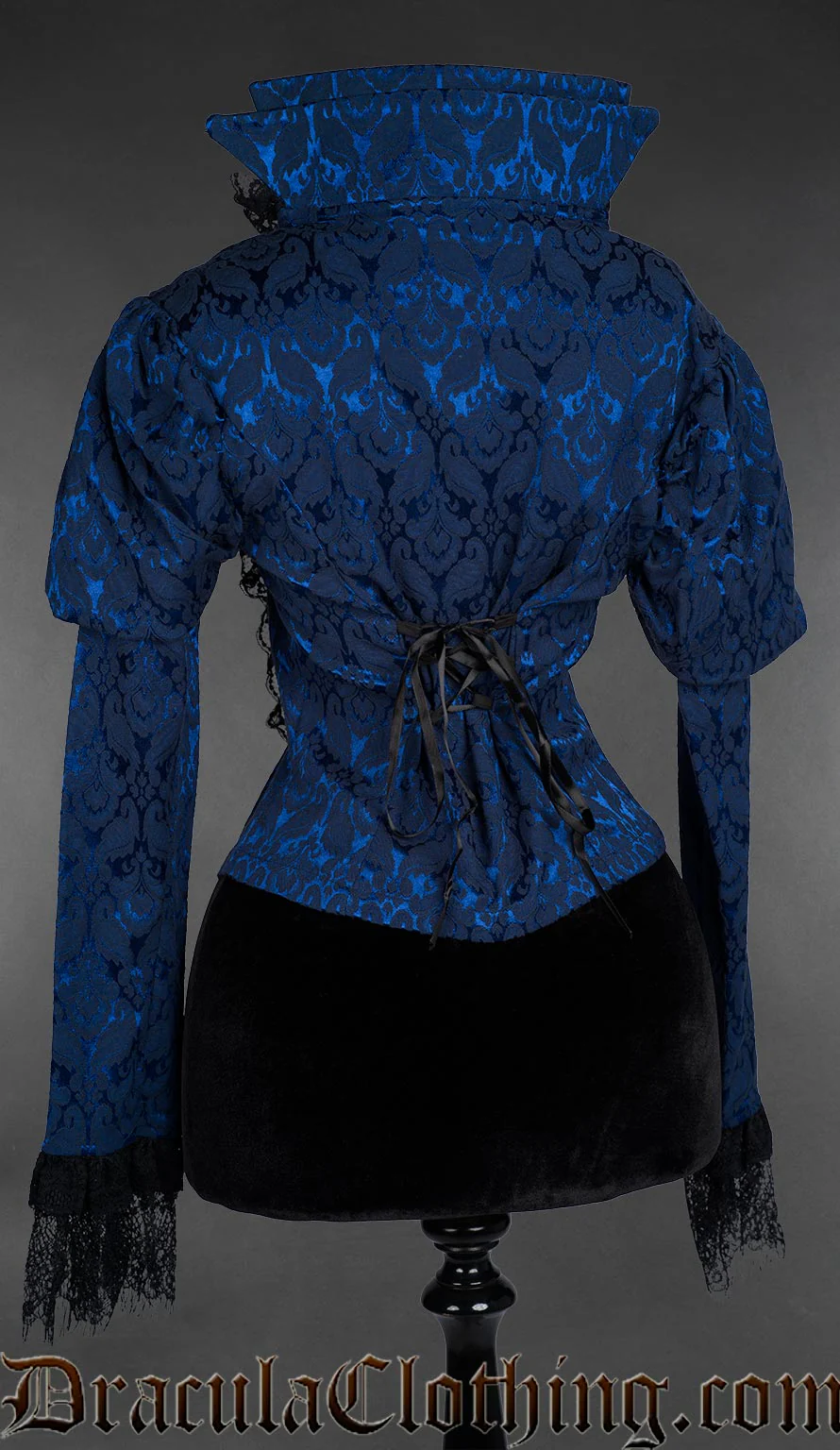 Blue Brocade Openbust Jacket - Image 2