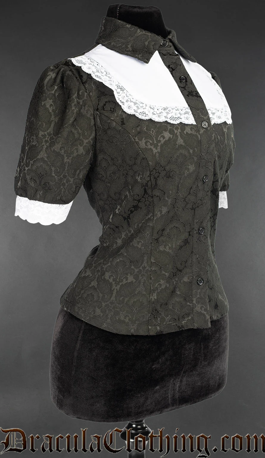 Brocade Short Sleeved Bib Blouse - Image 3