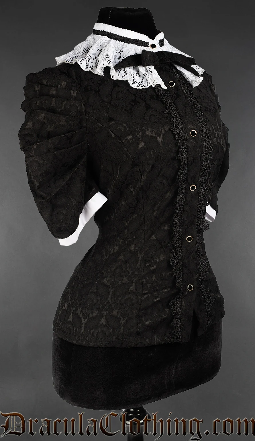 Brocade Victorian Short Sleeve Blouse - Image 3