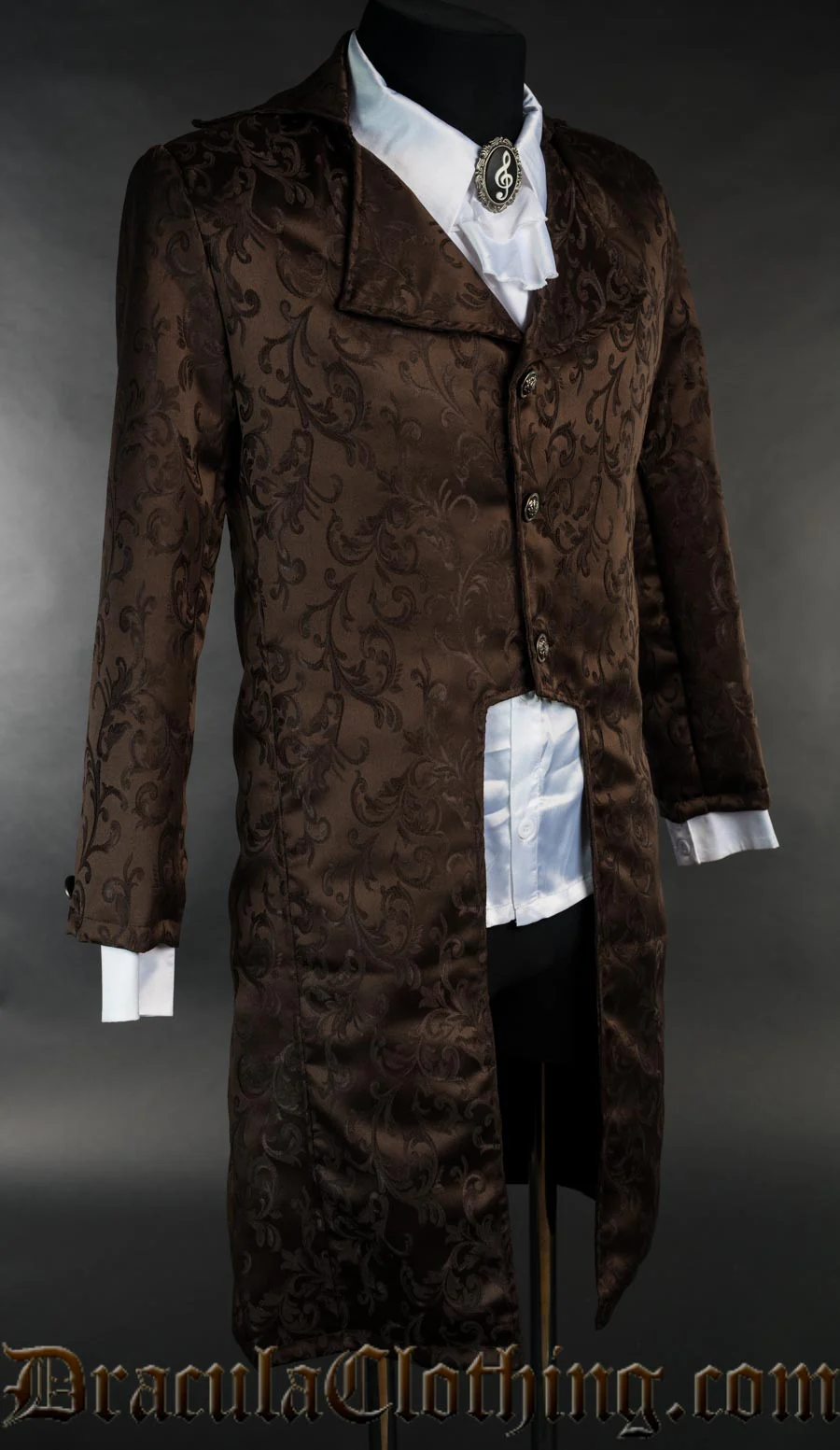 Brown Brocade Elegant Tailcoat - Image 3