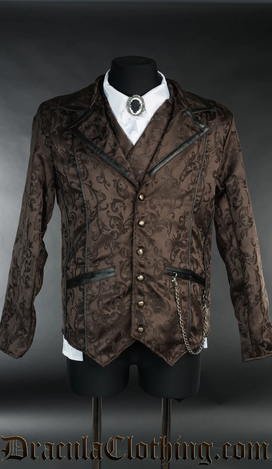 Brown Brocade Tesla Jacket - Image 2