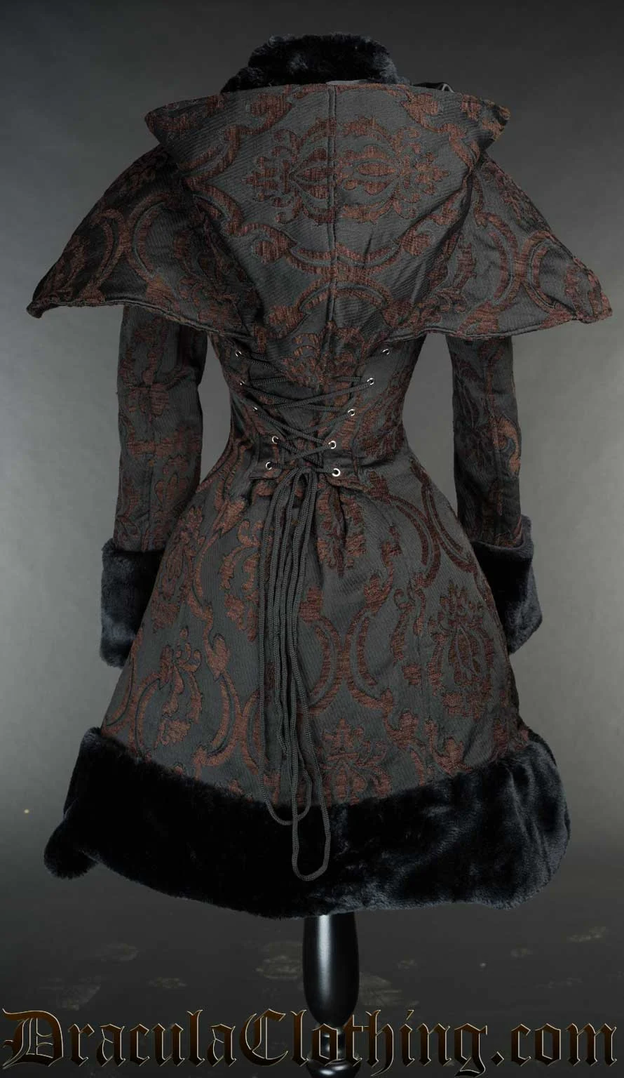 Brown Brocade Thick Winter Coat - Image 2