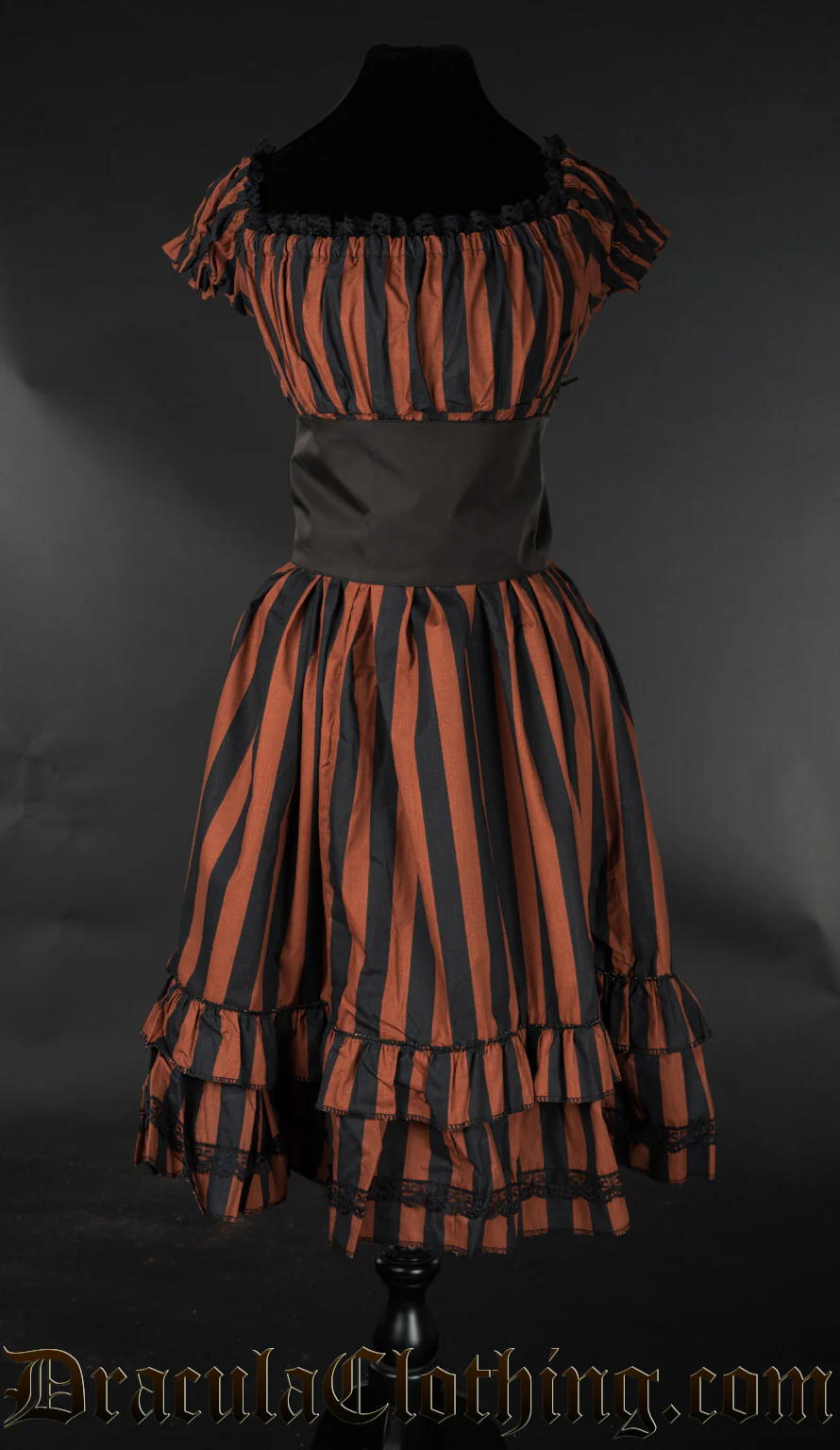 Brown Striped Gothabilly Dress - Image 5