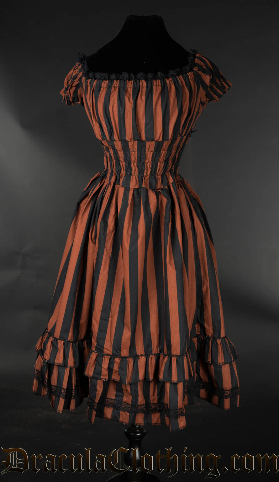 Brown Striped Gothabilly Dress - Image 7