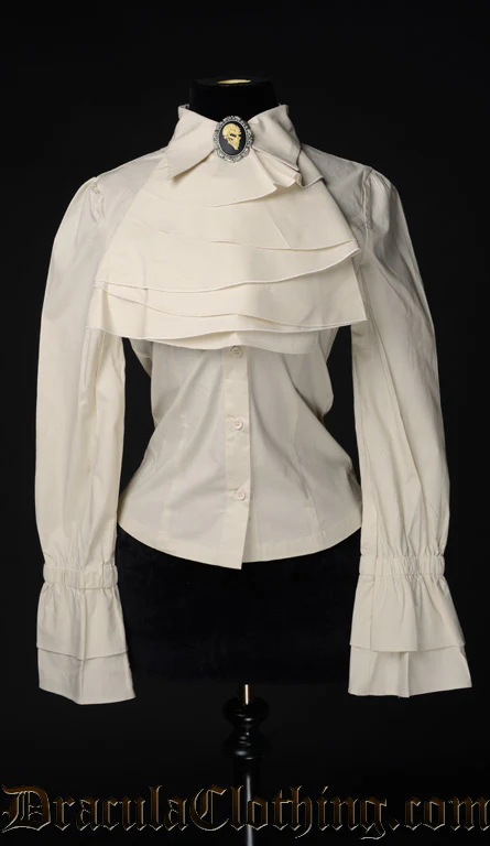 Cream Cotton Elegant Cravat Blouse