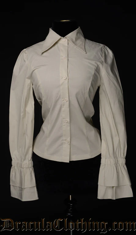 Cream Cotton Elegant Cravat Blouse - Image 2