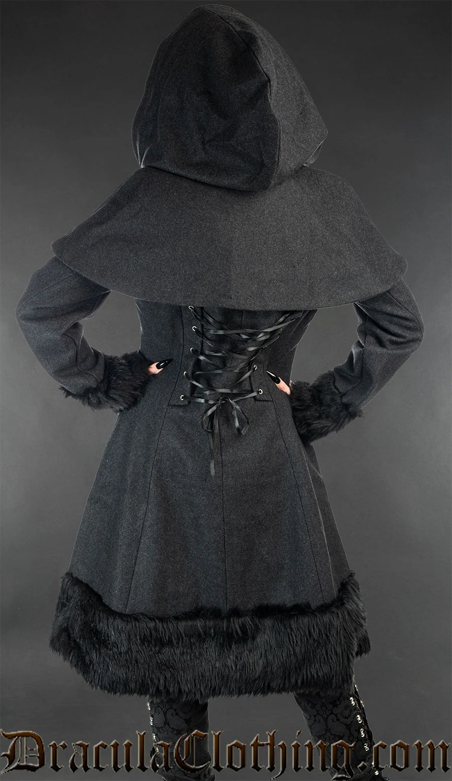Dark Grey Thick Winter Wool Coat - Image 2