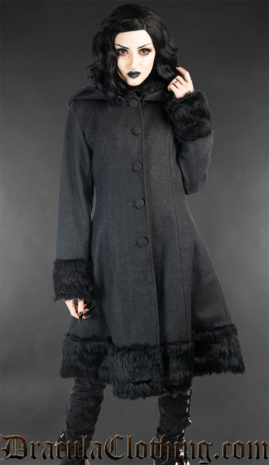 Dark Grey Thick Winter Wool Coat - Image 3