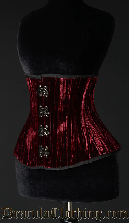 Double Boned Red Velvet Corset - Image 2