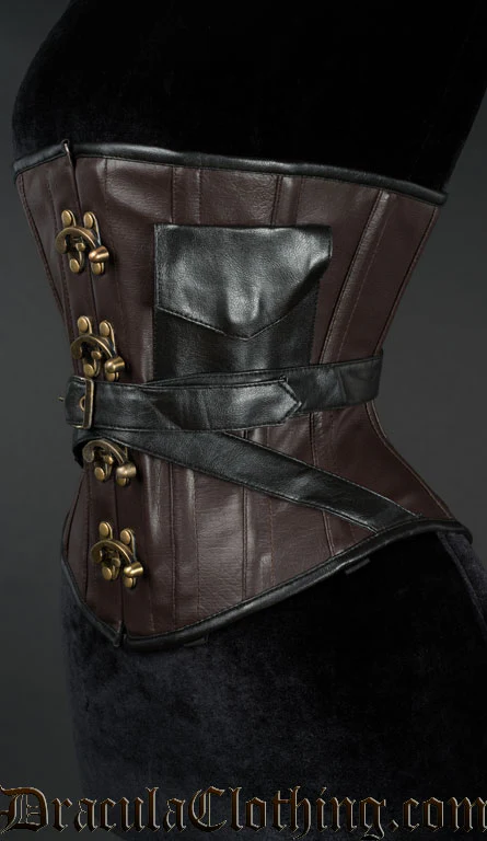 Faux Leather Pocket Clasp Corset - Image 2