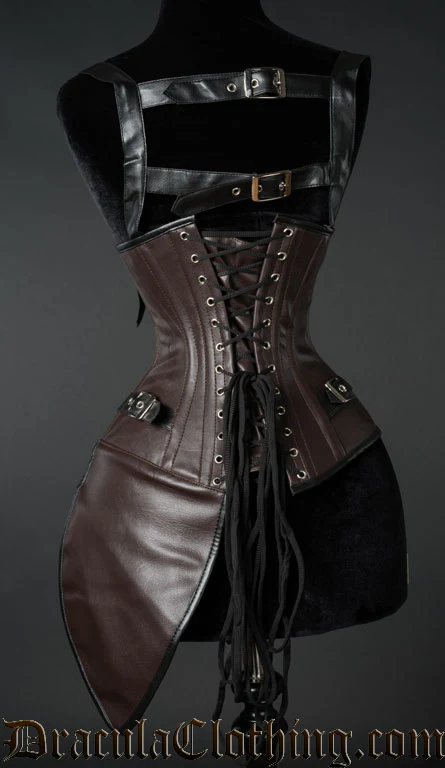 Faux Leather Steampunk Aviator Corset - Image 2