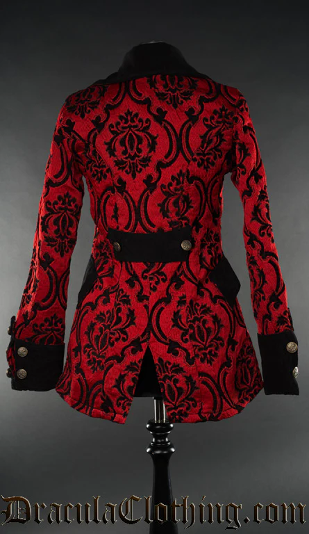 Crimson Brocade Female Pirate Jacket - Image 2
