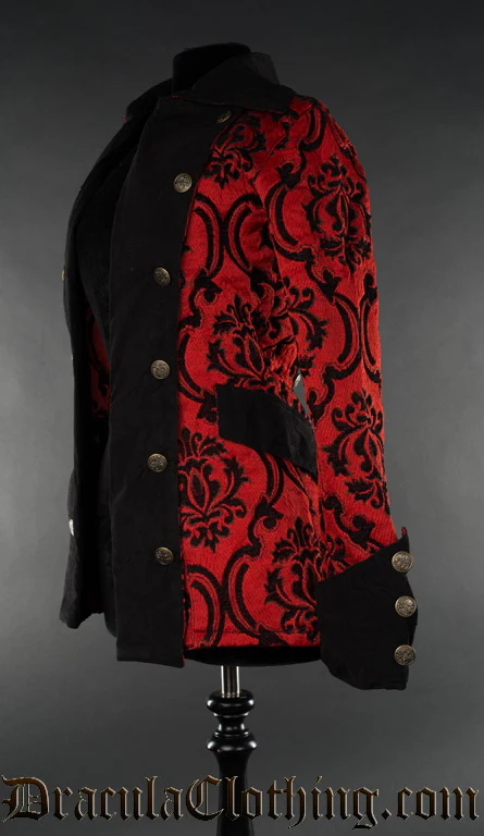 Crimson Brocade Female Pirate Jacket - Image 3