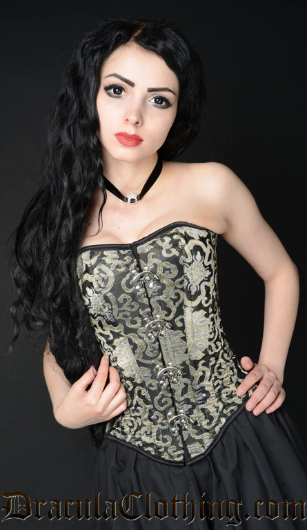 Gold Brocade Clasp Overbust Corset