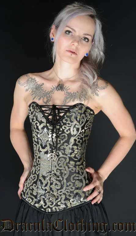 Gold Brocade Cleavage Clasp Corset