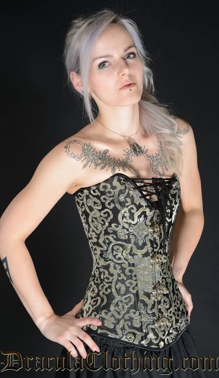 Gold Brocade Cleavage Clasp Corset - Image 3