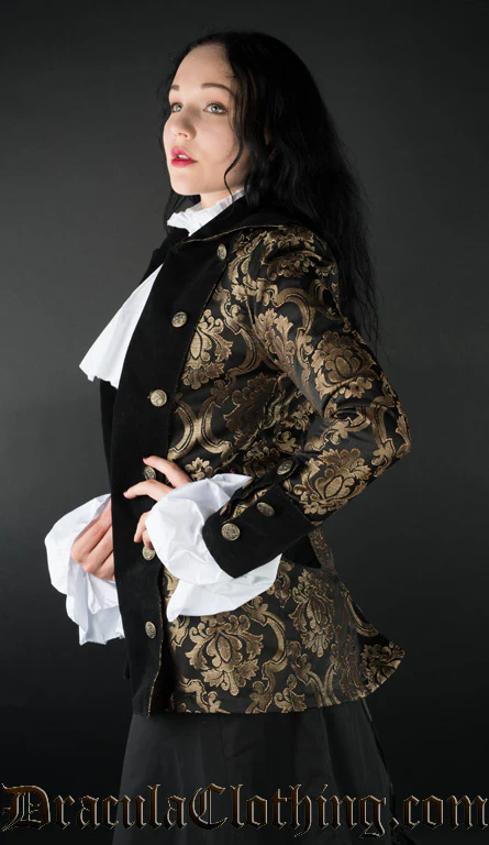 Gold Brocade Female Pirate Jacket - Image 4