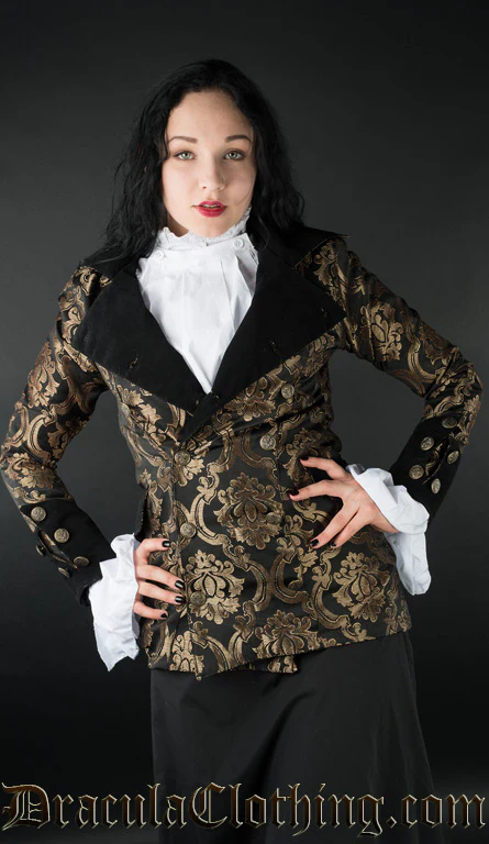 Gold Brocade Female Pirate Jacket - Image 5