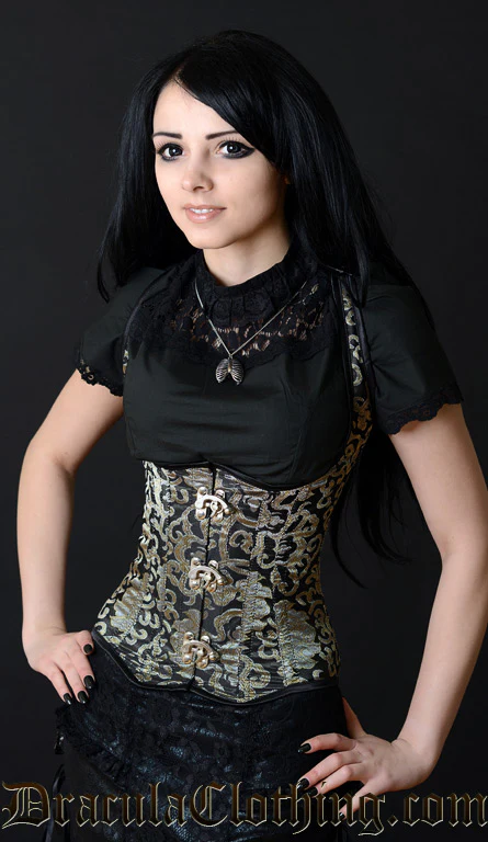 Gold Brocade Shoulder Clasp Corset - Image 3