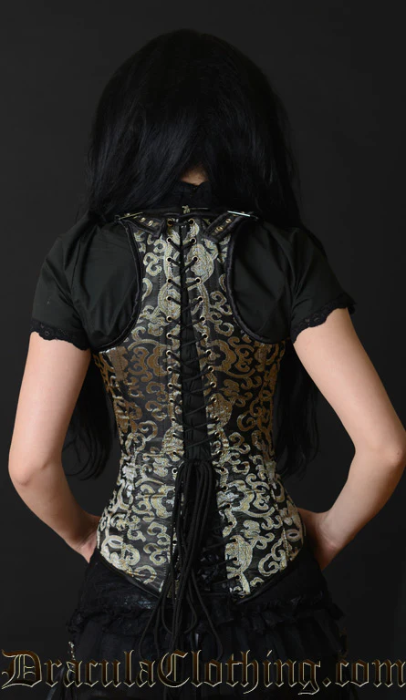 Gold Brocade Shoulder Clasp Corset - Image 4
