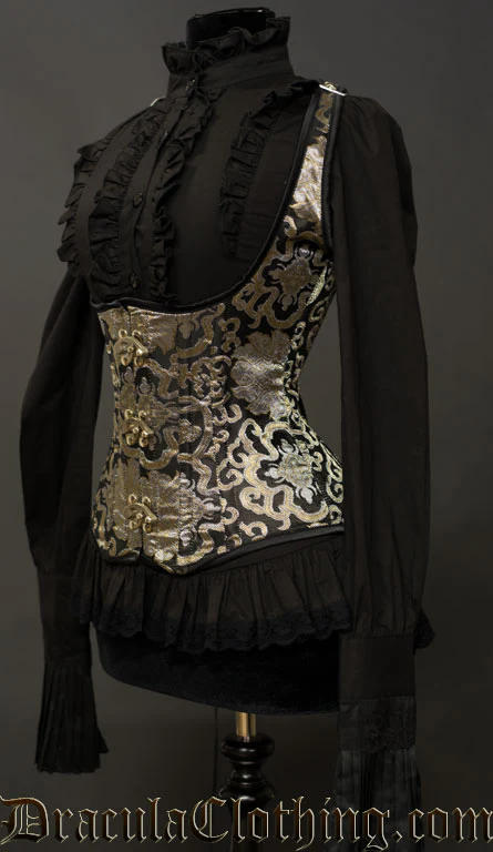 Gold Brocade Shoulder Clasp Corset - Image 5