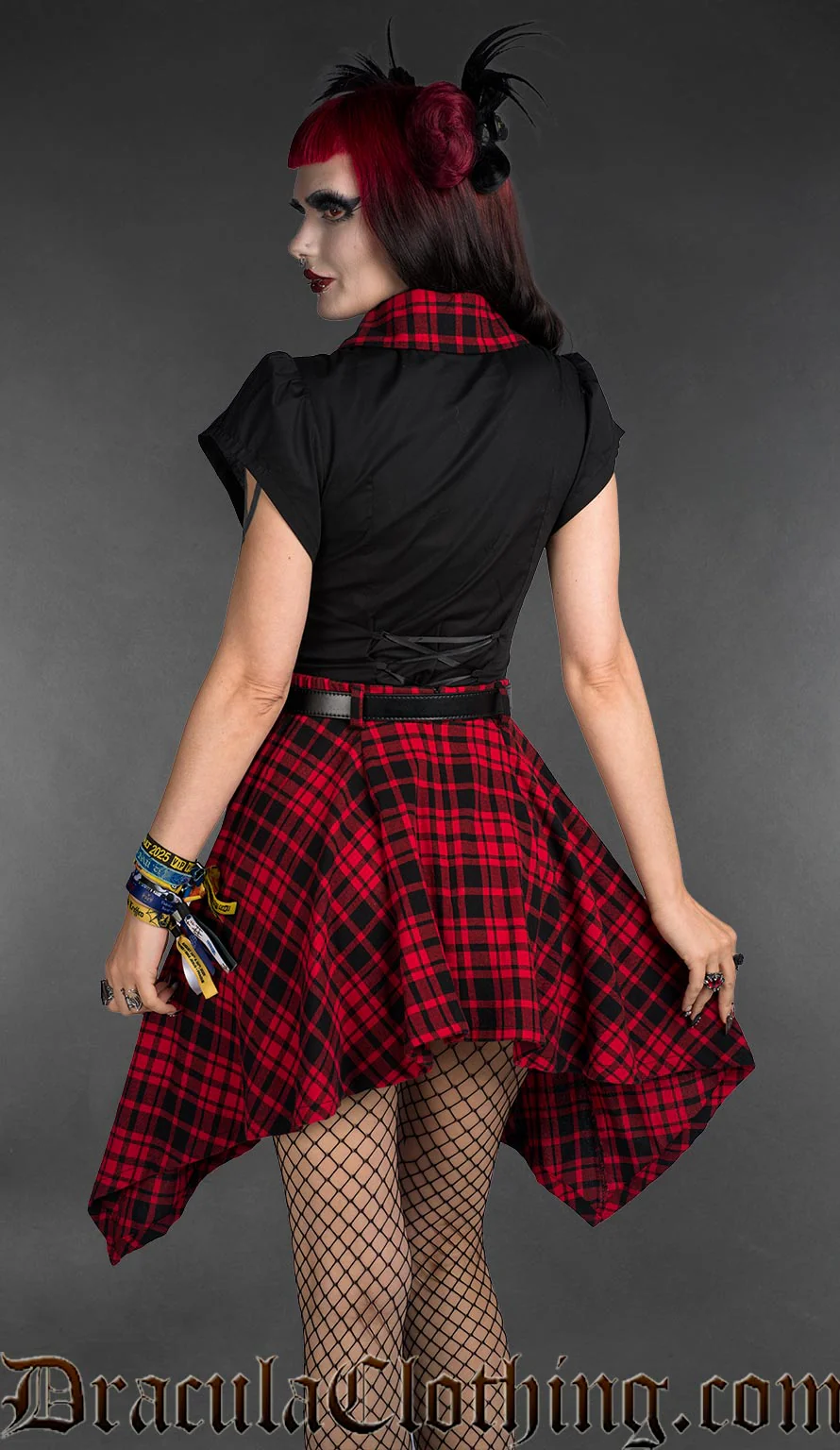 Goth Tartan Collar Blouse - Image 4