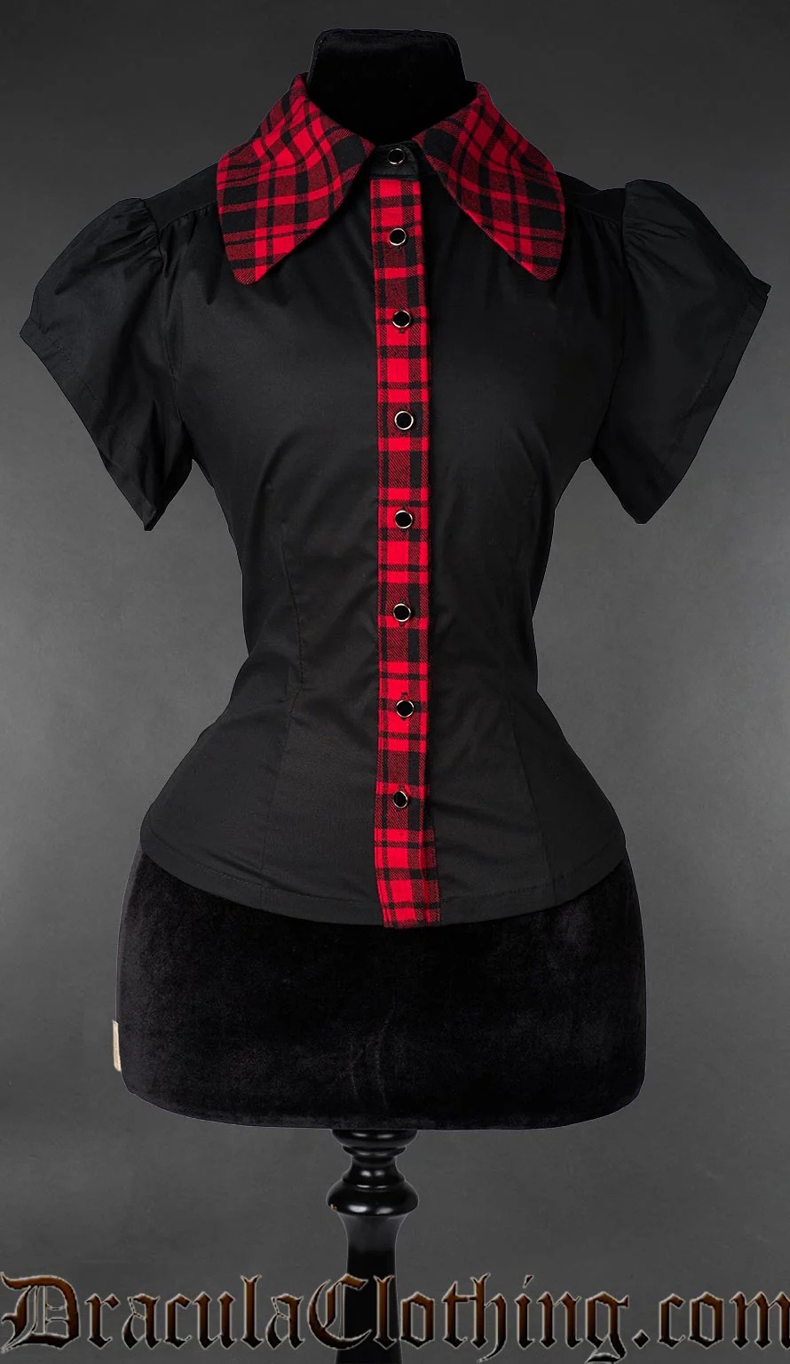 Goth Tartan Collar Blouse - Image 6