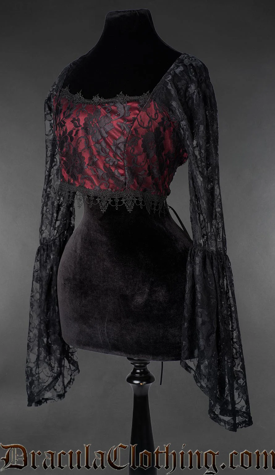 Gothic Red Lace Crop Top - Image 4