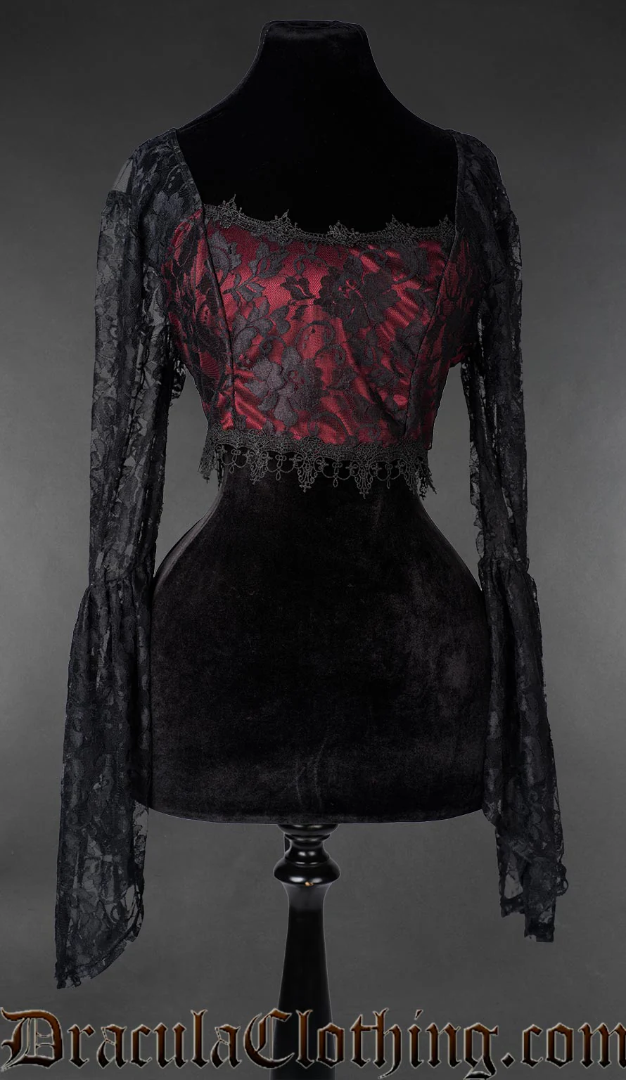 Gothic Red Lace Crop Top - Image 5