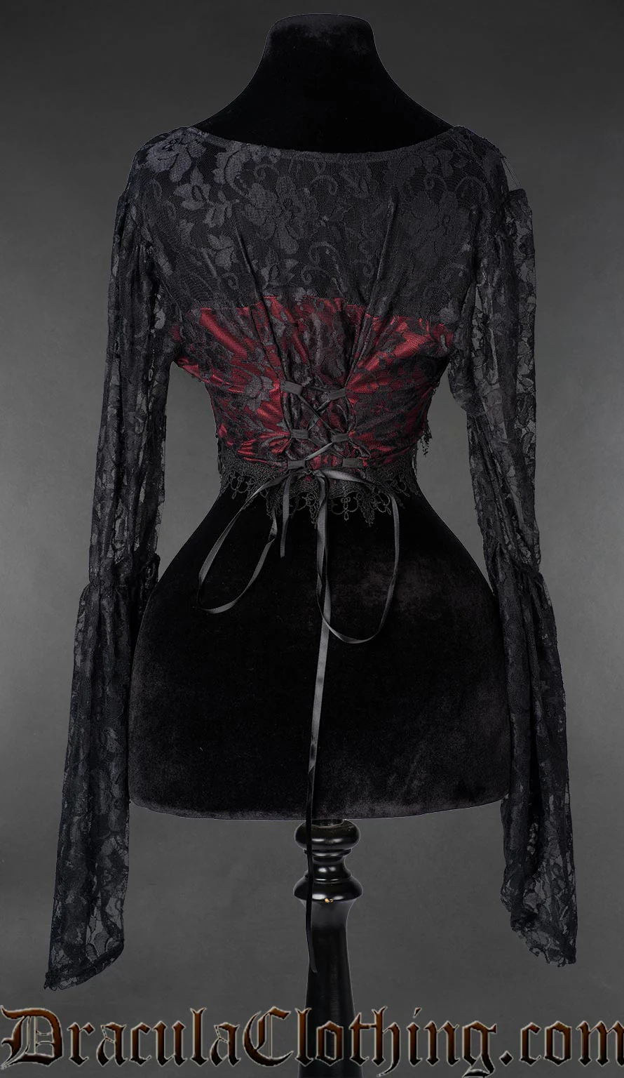 Gothic Red Lace Crop Top - Image 6