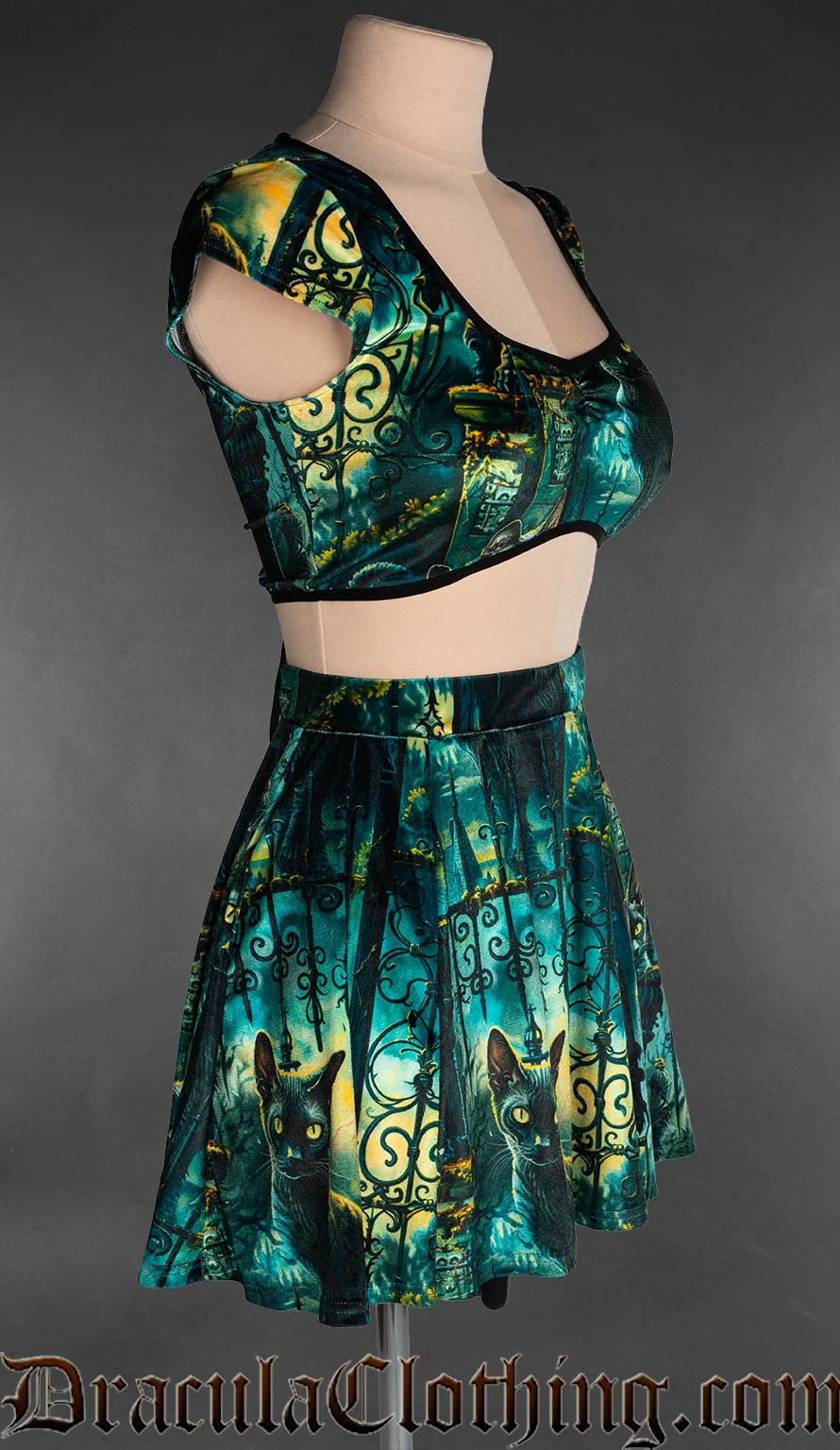 Graveyard Cats Velvet Short Skirt - Image 3