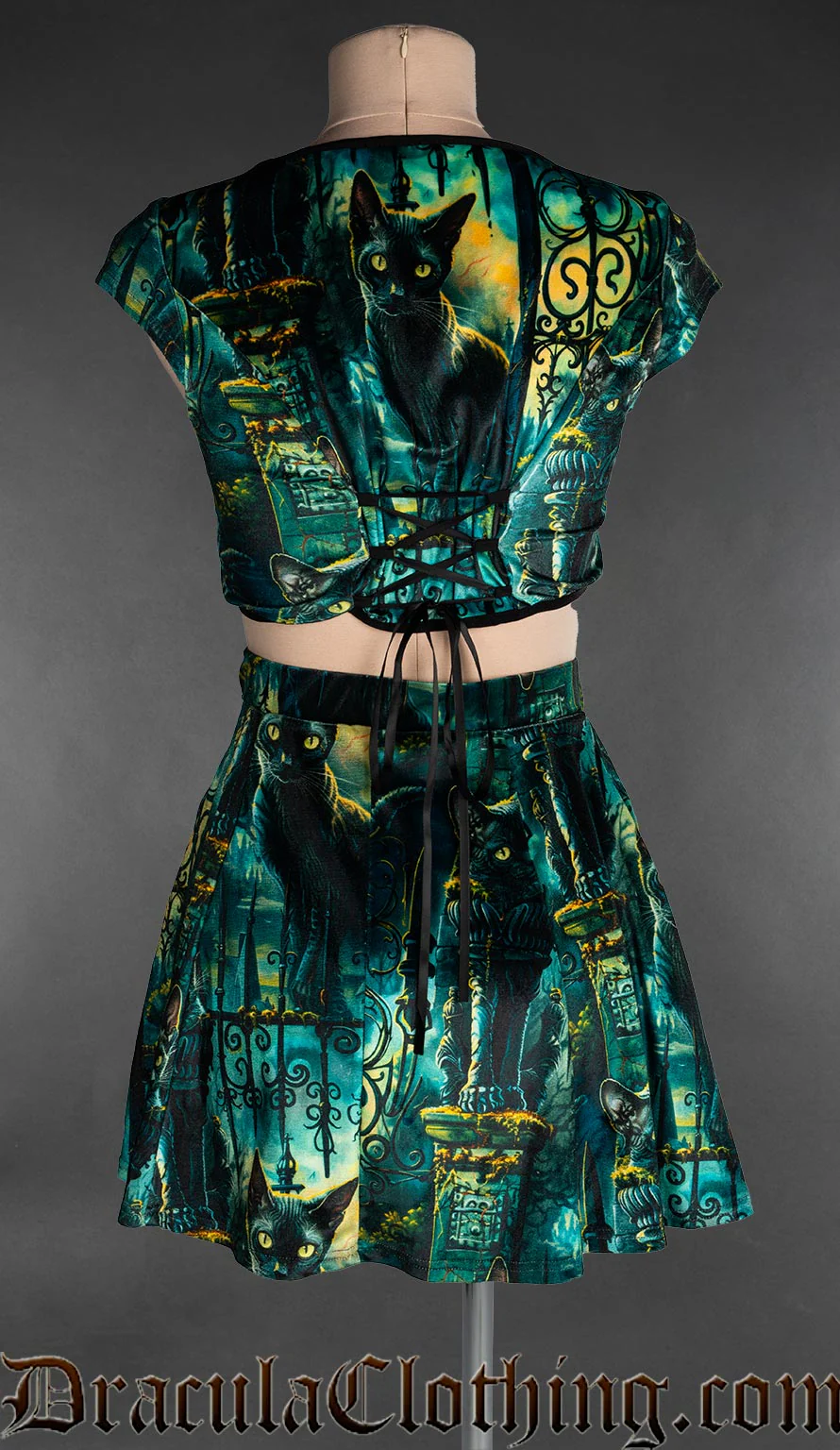 Graveyard Cats Velvet Short Skirt - Image 4