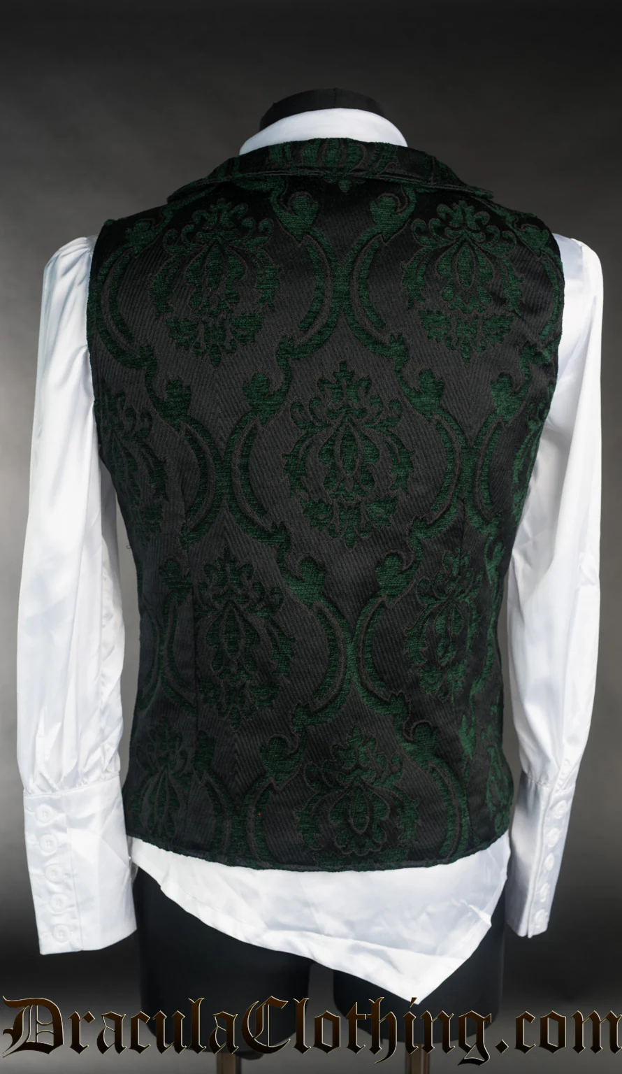 Green Brocade Double Buttoned Vest - Image 3