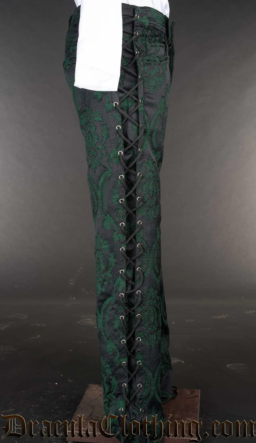 Green Brocade Laced Pants - Image 2