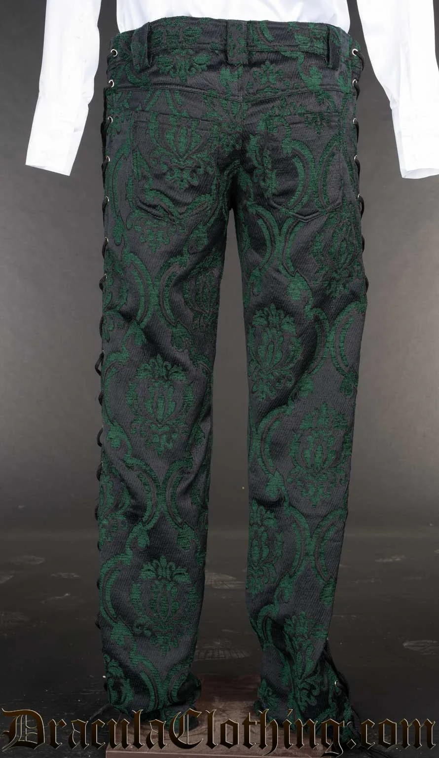 Green Brocade Laced Pants - Image 3