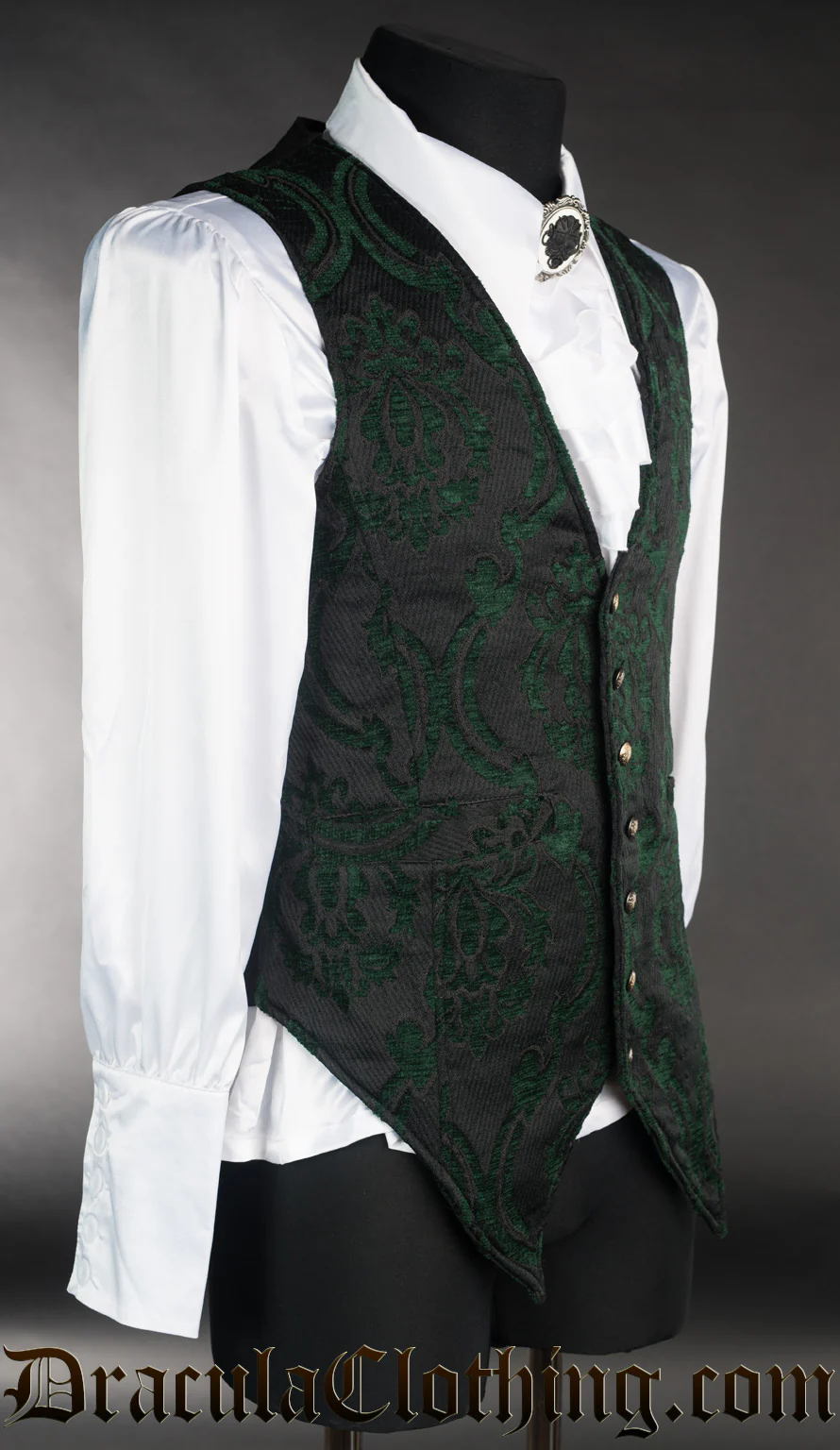 Green Brocade Long Vest - Image 2