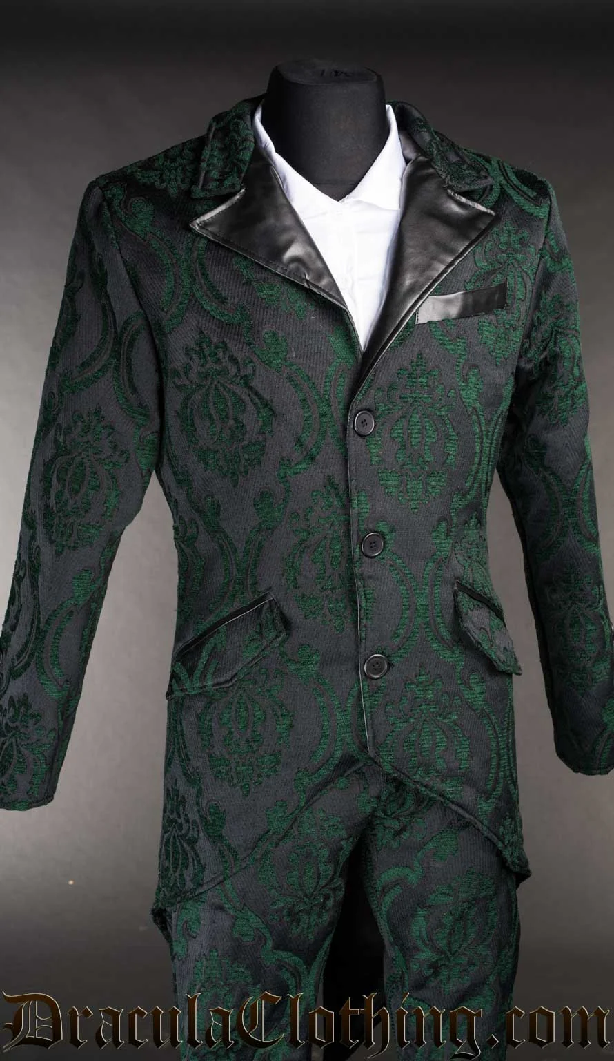 Green Brocade Tailcoat - Image 3