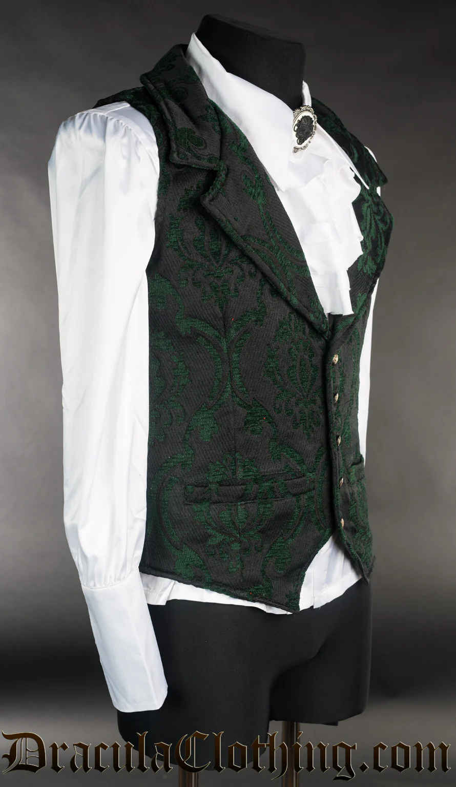 Green Brocade Waistcoat - Image 4