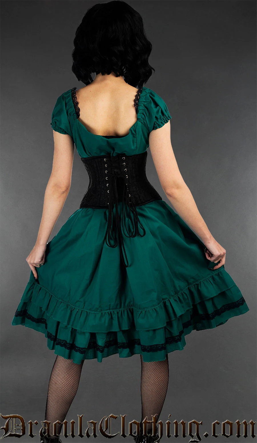Green Cotton Gothabilly Dress - Image 2