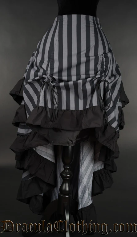 Grey Striped Layer Bustle Skirt