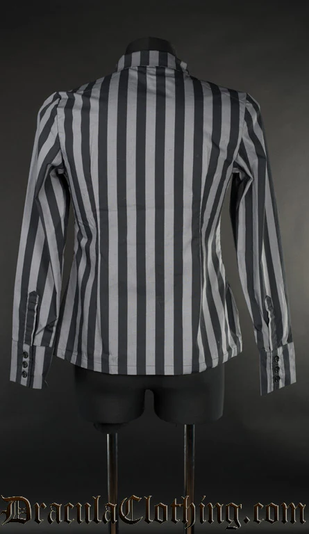 Grey Striped Naval Shirt - Image 2