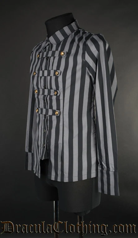 Grey Striped Naval Shirt - Image 3
