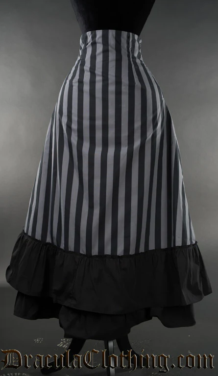 Grey Striped Two Layer Bustle Skirt