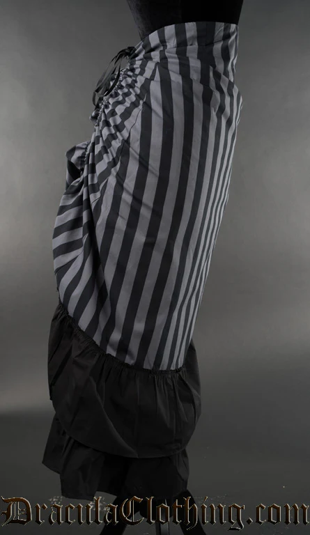 Grey Striped Two Layer Bustle Skirt - Image 2
